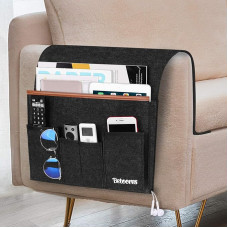 Betoores Sofa Armrest Organiser, Sofa Organiser, Bedside Table Bag for Couch, Armrest, Desks, Suitable for iPad, Book, Magazines, Mobile Phone, Remote Control, Tablets, Glasses, Dark Grey