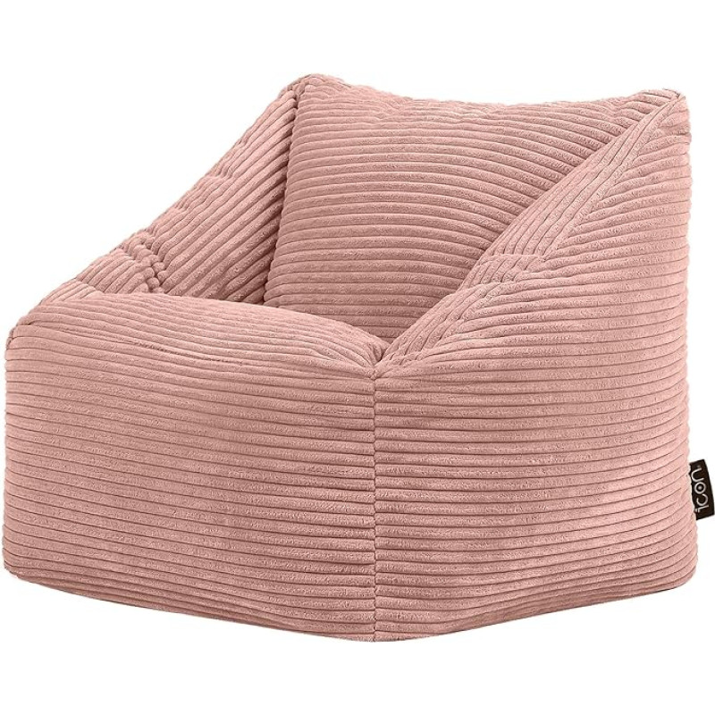 Icon Natalia Children's Bean Bag, Pink, Fluffy Corduroy Fabric, Bean Bag Cord with Filling, Comfortable Children's Chair, Cuddly Chair, Reading Chair, Bedroom, Children's Room, Playroom