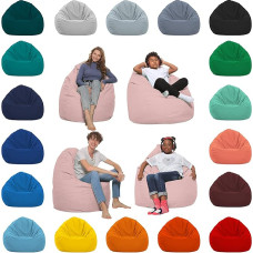 HomeIdeal Bean bag, XXL floor cushion with EPS beads for adults and children, suitable for gaming or relaxing, indoor and outdoor as it is waterproof, powder pink colour, XL size