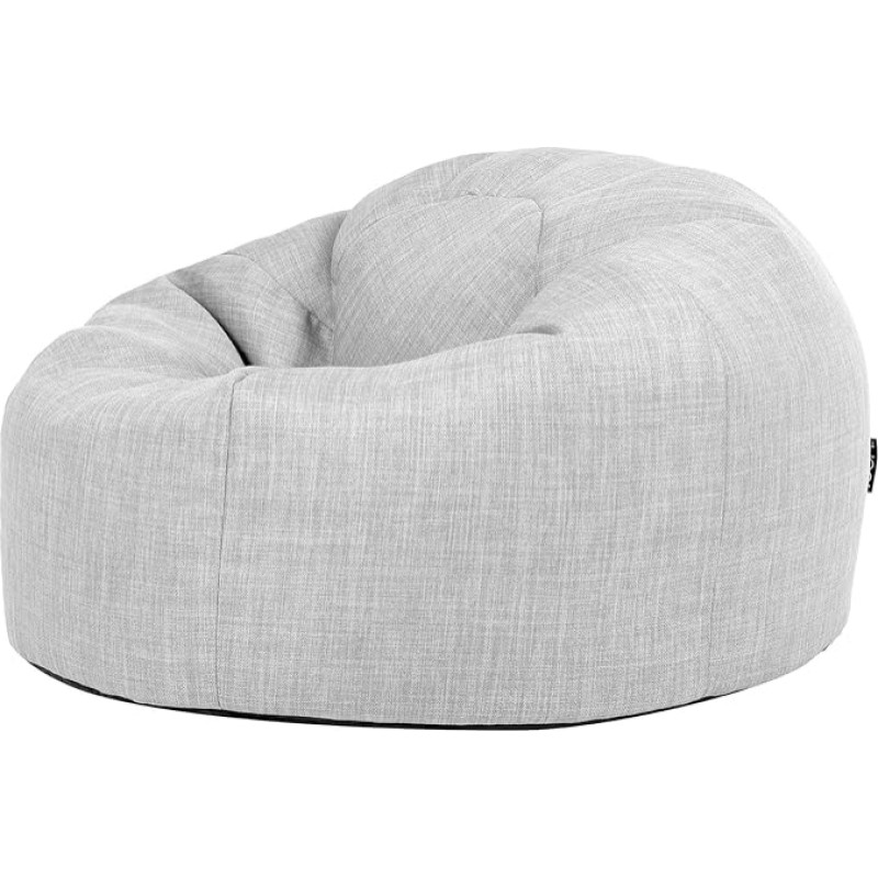 Icon Kingston Bean Bag, Grey, Fabric for Indoor and Outdoor Use, Bean Bag Adult with Filling, Lounge Chair, Garden, Patio, Living Room, Living Room Furniture