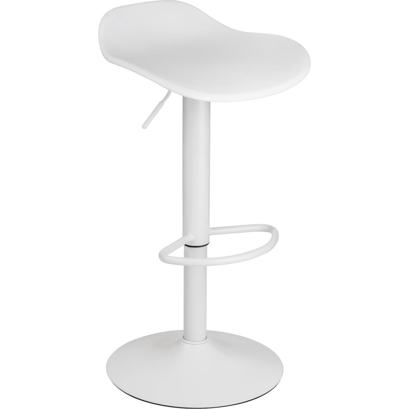 Baroni Home Bar Stool with Adjustable Height, Bar Chair with Scratch-Resistant Base and Footrest, Counter Stool for Kitchen, Restaurant and Bar, 41 x 40 x 64-86 cm, Pack of 1, White