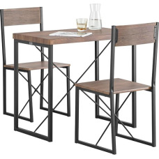 SoBuy OGT19-N 3-Piece Dining Set Dining Table with 2 Chairs Kitchen Table Wooden Balcony Table in Industrial Look