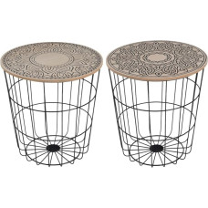 Set mit 2 Beistelltischen aus Metall und MDF in Schwarz