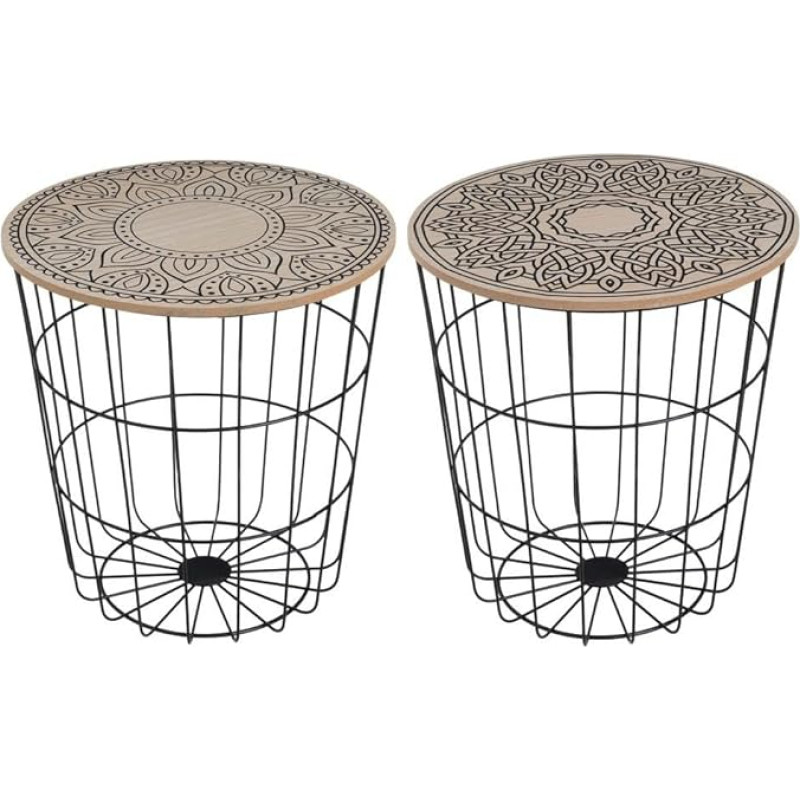 Set mit 2 Beistelltischen aus Metall und MDF in Schwarz