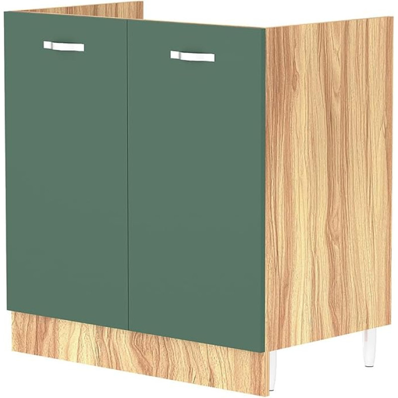 Shally Dogan Kitchen Base Cabinet with 2 Doors for Built-in, Base Cabinet with 80 cm for Sink (Green, 80 x 50 x 85 cm)