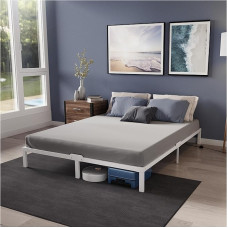 Dreamzie Bed 160 x 200 cm with Metal Slatted Frame - Bed Frame 160 x 200 cm for Mattress, Height 35 cm - Large Storage Space, Easy to Assemble and Stable - White Slatted Frame