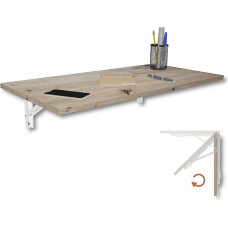 KDR Wall Folding Table 80 x 40 cm Oak Knotty - Folding Table for Wall Mounting - as Dining Table, Desk, Kitchen Table or Workplace - Space Saving & Versatile Use