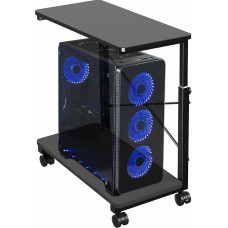 VIVO Mobile Adjustable PC Cart with Storage, Premium CPU Holder, Fits Oversized Gaming PCs, Printers and More, Computer Tower Floor Stand with Wheels, Black, CART-PC03P