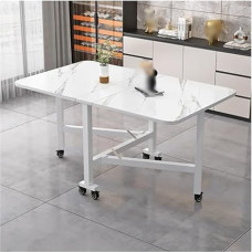Zusammenklappbarer Esstisch mit Rädern – Ausziehbarer Küchentisch aus Holz für platzsparende Aufbewahrung im Wohnzimmer und Esszimmer, vielseitiges und tragbares Design