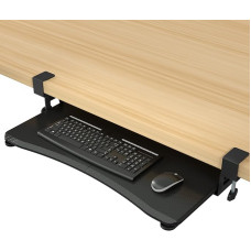 suptek DSF1DJB Keyboard Tray, Under Desk Extendible with Sturdy C Clamp, 650 x 300 mm Extendible Platform Computer Keyboard Tray for Typing, Black
