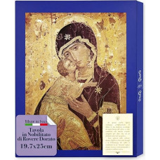 Fratelli Bonella Icon of Madonna della Tenerezza, Gold-Plated Oak, 19.7 x 25 cm, Made in Italy
