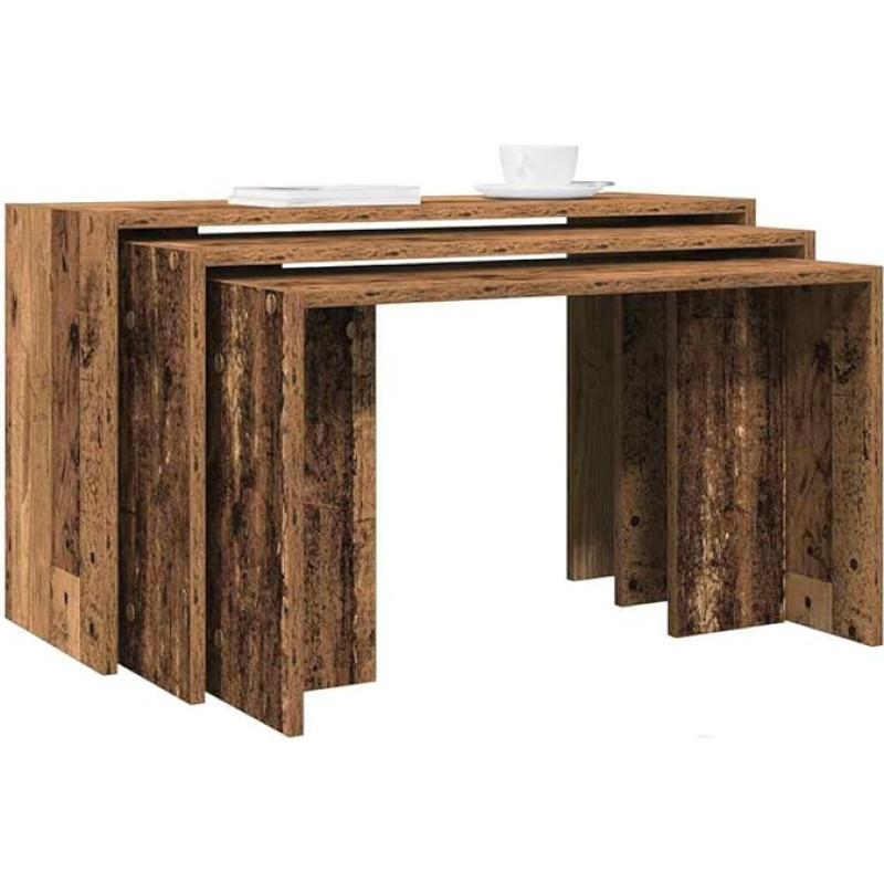 GCHDHAPB Tische, Akzenttische, Beistelltische, Nisttische, 3 Stück, Altholz