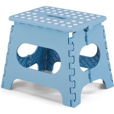 VECELO Folding Step Stool 11 Inch Non-Slip Surface Portable Foldable 1 Step Stool with Carry Handle Heavy Duty to Children Toddler Adults for Living Room Kitchen Bathroom Blue