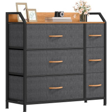 DWVO Chest of Drawers with 6 Drawers, Durable Fabric, Sturdy Metal Frame, Modern and Functional, Ideal for Bedroom, Living Room, Hallway, Children's Room, Dark Grey
