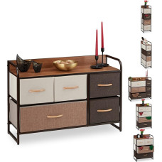 Relaxdays Fabric Drawer Cabinet with Steel Frame, 4 - 7 Drawers, Shelf & Folding Baskets, Various Designs, Brown