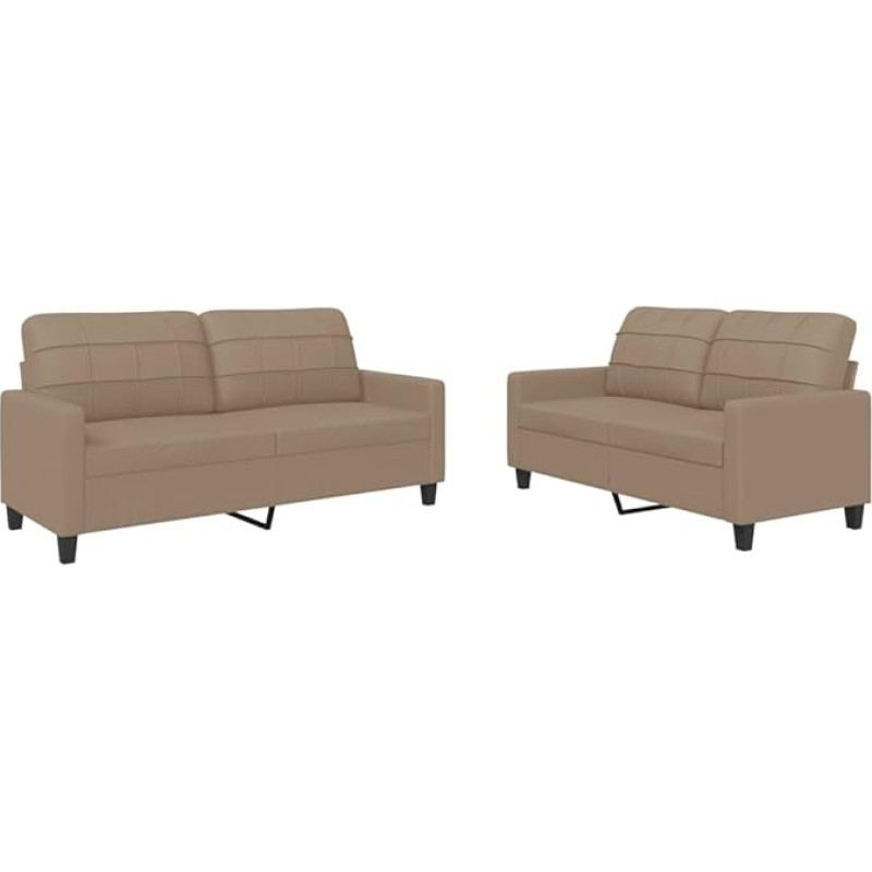 vidaXL Sofa Set 2 Pieces, Armchair Couch with Cushion, Sofa Living Room Sofa with Armrests, Couch Set, Designer Sofa, Seating Furniture, Upholstered Furniture, Cappuccino Brown Faux Leather