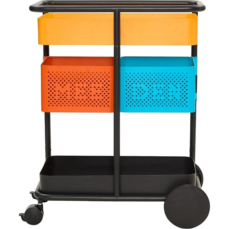 MEEDEN 3 Tier Rolling Cart: Metal Storage Cart with Wheels - Portable Tool Cart for Home, Office, Kitchen