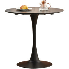 GrandCA HOME 80 cm Black Modern Round Dining Table, Round Table 80 cm, Round Dining Table, Suitable for 2-4 People, Suitable for Kitchen, Living Room, Dining Room, Black