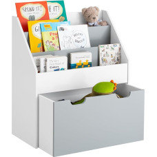 SoBuy KMB17-HG Children's Bookcase with 3 Shelves and Removable Toy Chest Storage Shelf for Children White / Grey W x H x D Approx: 63 x 70 x 30 cm