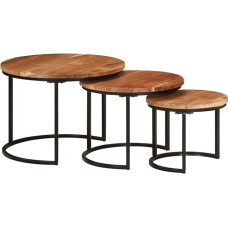 Acacia Wood Nesting Tables Set of 3, Stylish Coffee and Side Tables for Living Room & Bedroom, Versatile Couch Accents & Storage Solutions & Modern Design
