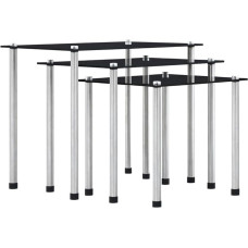 EMYRLXQW Tische, Akzenttische, Beistelltische, Nisttische, 3 Stück, schwarzes gehärtetes Glas