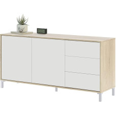 Sideboard with Two Doors and Three Drawers, Oak Colour, 154 x 74 x 41 cm