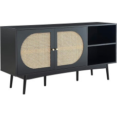BAÏTA Anatole Black and Rattan Weave Sideboard