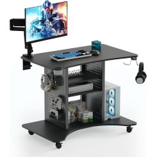 EUREKA ERGONOMIC Desk, Computer Desk with Wheels, Small Desk with 4 360° Wheels, 94 x 59 x 75 cm Mobile Workstation, Suitable for Living Room, Bedroom, Study with Storage Space