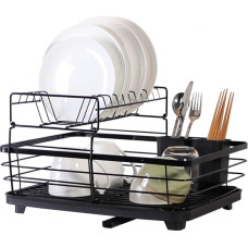 VIDECOR Geschirrtrockner – Geschirrständer für Die Küchentheke mit Besteckhalter, Langlebiger Edelstahl, Geschirrständer für Verschiedenes Geschirr, Einfache Installation, Kompakt,H