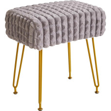 IBUYKE Rectangular Footrest Chair Ottoman, Makeup Vanity Stool, Side Table, Velvet Dressing Table Seat, Footstool Chair, Golden Steel Legs, for Makeup Room, Bedroom, Grey WBD003G