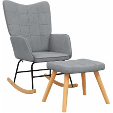 vidaXL Rocking Chair with Stool, Rocking Chair, Relaxing Chair, Upholstered Chair, Living Room Chair, Chair, Relaxing Chair, Fabric, Light Grey