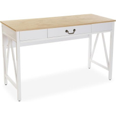 Versa Christoph Computer Desk Compact Desk Office Desk with Drawer Dimensions (H x L x W) 76 x 45 x 120 cm, Wood and Metal, Colour: Brown and White