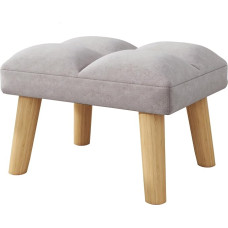 YMYNY Foot Stool, Small Ottoman Stool Chair with Wooden Legs, Modern Padded Sofa Seat Footrest Stool, Velvet Footstool, Pouf Couch Stool for Living Room, Bedroom, 40 x 30 x 27 cm, Grey HBD032G