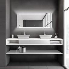 Talos King Bathroom Mirror with Lighting - LED Bathroom Mirror 140 x 60 cm - Wall Mirror with Illuminated Cosmetic Mirror - Mirror with Light Colour Neutral White - Light Mirror with Digital Clock