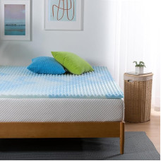 Zinus Mattress Topper 90 x 190 cm - Mattress Height 3.8 cm - Memory Foam Gel Mattress - Mattress Topper, Blue