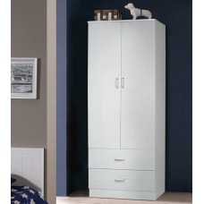 Dmora 2-Door Wardrobe with Clothes Rail, Bedroom Cabinet, Spacious Modern Furniture, Made in Italy, 80 x 52 x 190 cm, Bleached Oak