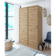 Dmora - Waterbury Wardrobe, 2 Doors, Bedroom Cabinet, Wardrobe with 4 Shelves and Clothes Rail, 120 x 50 x 200 cm, Nodi Oak