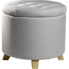 ECHTWERK Mary Stool with Storage Space, Removable Lid, Round Storage Chest with Wooden Feet, Suitable for Bedroom and Living Room, Padded Seat, 45 x 45 x 41 cm, Grey