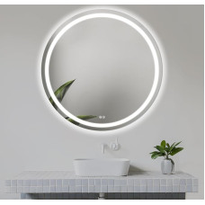 Home Glow 80 cm round bathroom mirror with LED lighting, round LED bathroom mirror with anti-fog system, equipped with a heating mat that prevents the formation of fog