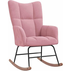 vidaXL Rocking Chair, Relaxing Chair, Upholstered Chair, Pink Velvet