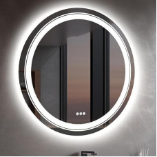 LUVODI LED Bathroom Mirror Round 90 cm: Round Bathroom Mirror with Backlight and Front Lighting, 3 Touch Switches, Anti-Fog Bathroom Mirror, Dimmable, 3 Light Colours, Wall Mirror, Cosmetic Mirror