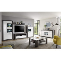 Tolero I Living Room Combination, Dark Concret/White High Gloss, Set of 6, Living Room, Furniture, Living Room Set, Living Room Combination Design without Lighting