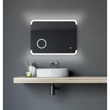 Talos Harmony LED Bathroom Mirror with Lighting - 80 x 60 cm - Backlit Room Light - Illuminated Cosmetic Mirror with 3x Magnification - Digital Clock - High-Quality Aluminium Frame