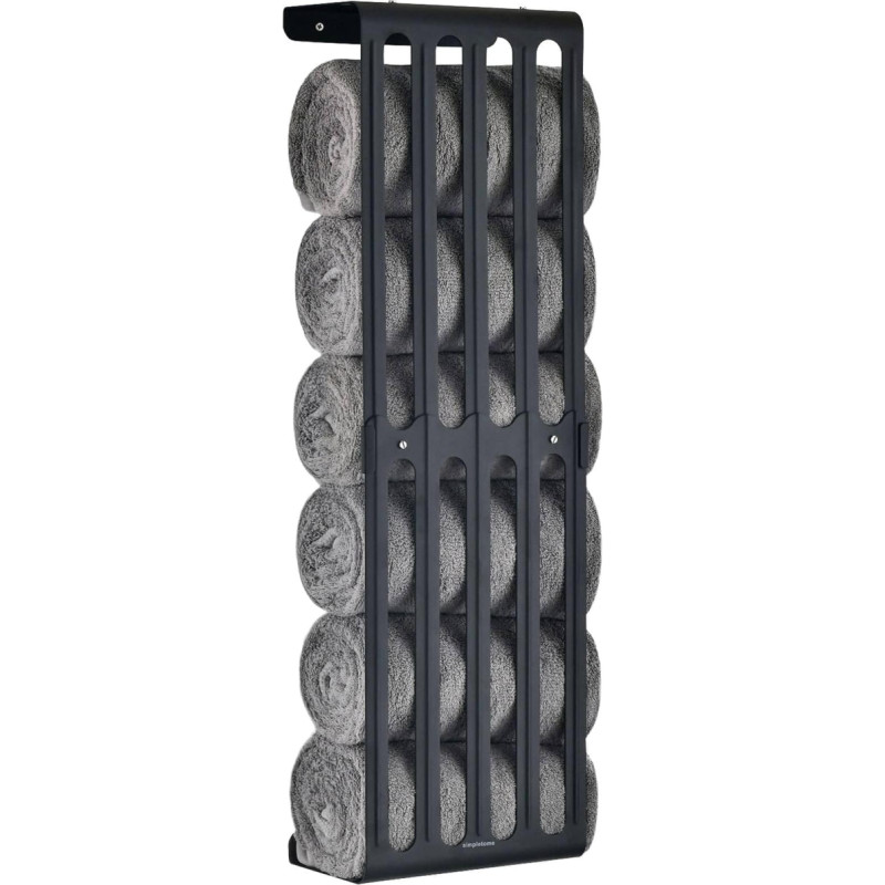 simpletome Shower Towel Holder Height Adjustable Wall Mount Bathroom Shelf Organiser Carbon Steel (Matt Black)