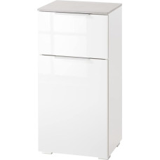 Composad Galaverna Series Cabinet with 1 Drawer and 1 Door, Space-Saving Bathroom Cabinet, (W x H x D) 40 x 82.50 x 35 cm, Colour Concrete and White Lacquered, Made in Italy