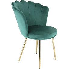RayGar Genesis Flora Accent Chair with Petal Backrest, Gold Chrome Finish, Metal Tube Legs, Green
