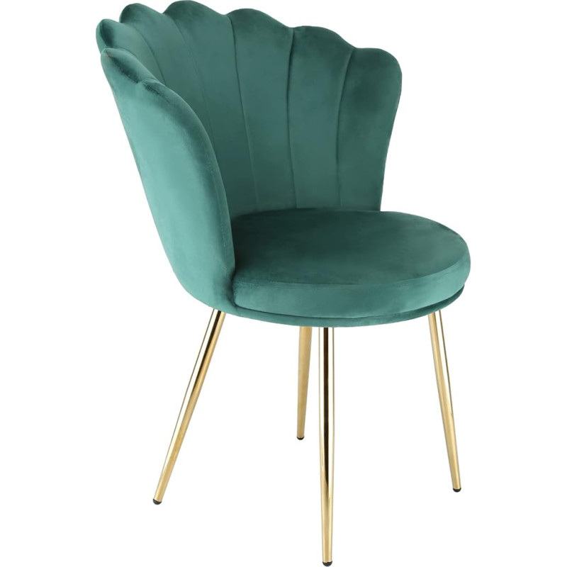 RayGar Genesis Flora Accent Chair with Petal Backrest, Gold Chrome Finish, Metal Tube Legs, Green