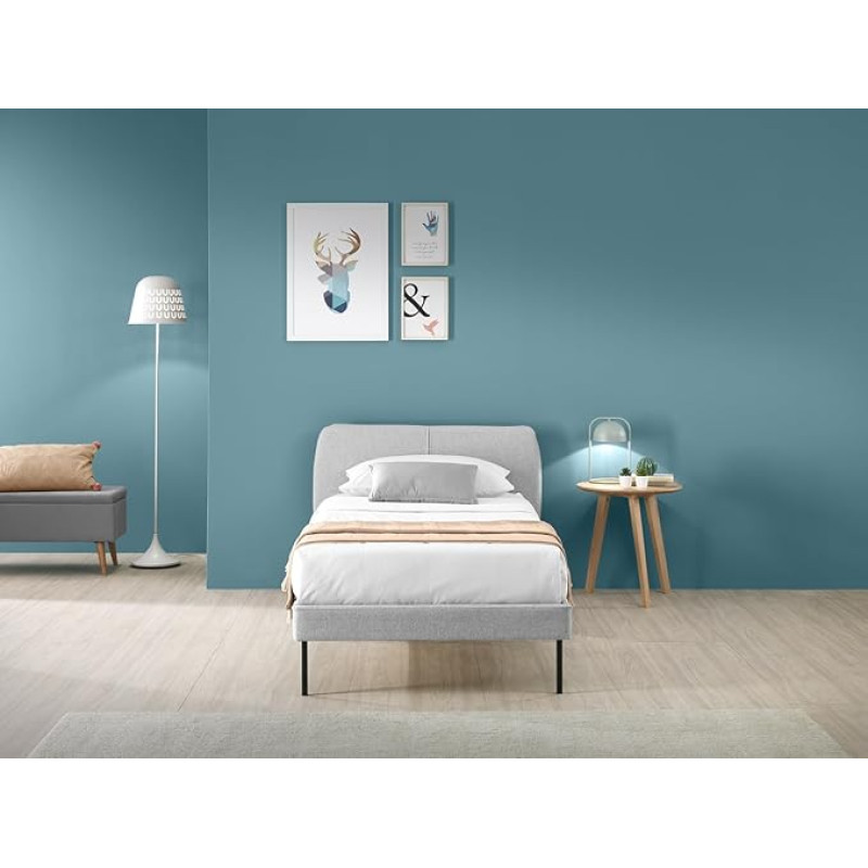 EVERGREENWEB Tokyo (Bed, Light Grey, Single)