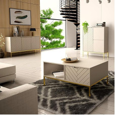 Lomadox Living Room Set 3-Piece Living Room Cabinet Living Room Furniture Living Room Cabinets Modern in Cashmere with Milled Fronts