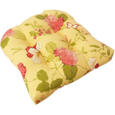 Pillow Perfect Outdoor/Indoor Risa Lemonade Wicker Seat Cushion, Set of 2, Gold-Red-Yellow by Pillow Perfect